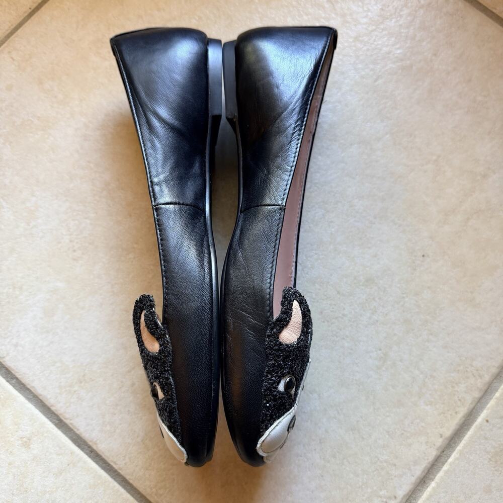 Kate Spade New York Boston Terrier Winthrop Black Leather Flats Womens 8 - Picture 4 of 13